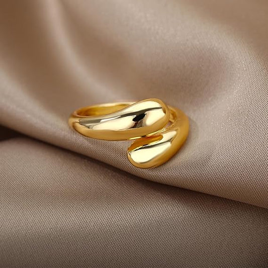 14K Gold Chunky Statement Ring | Wide Band Open Ring Women