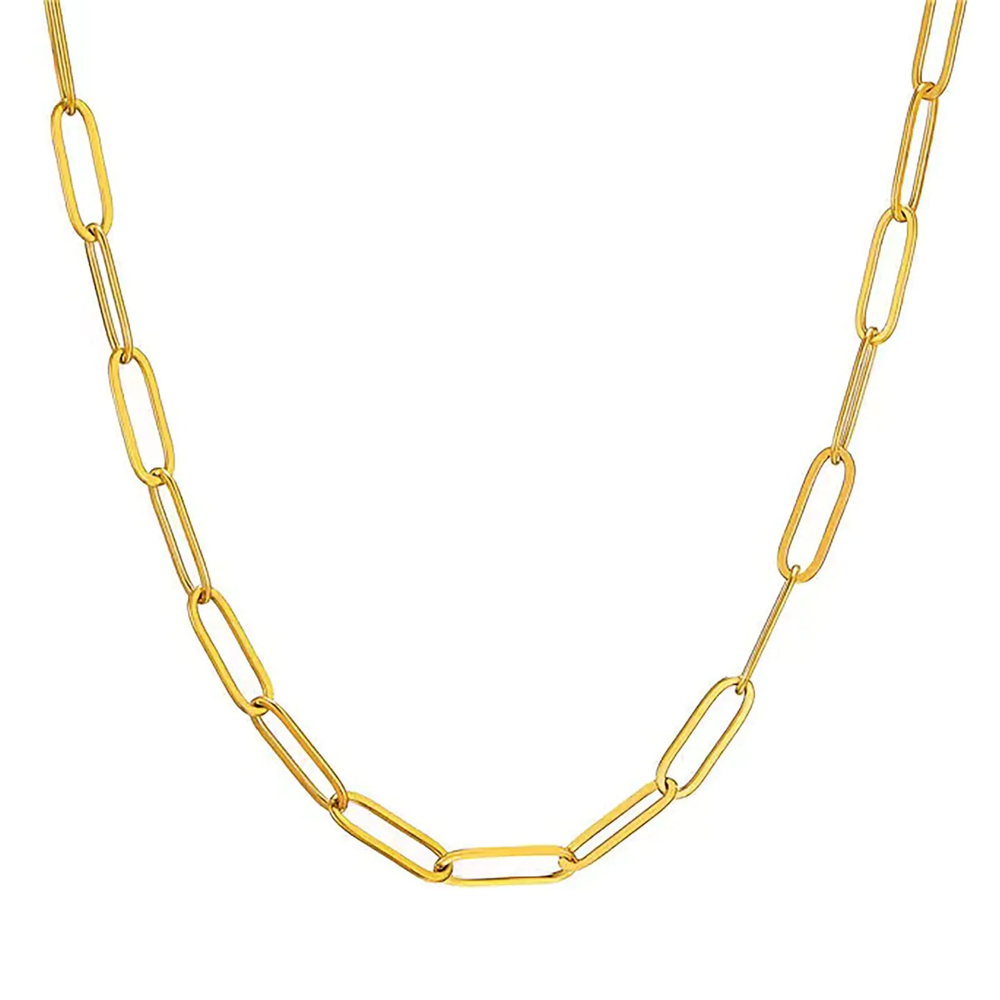 PICKBEAU 18K Gold Plated Paperclip Chain Necklace for Women 3.0MM Gold Chain Necklace Chain Link Necklace for Men Women Unisex Multiple Length Size-20in