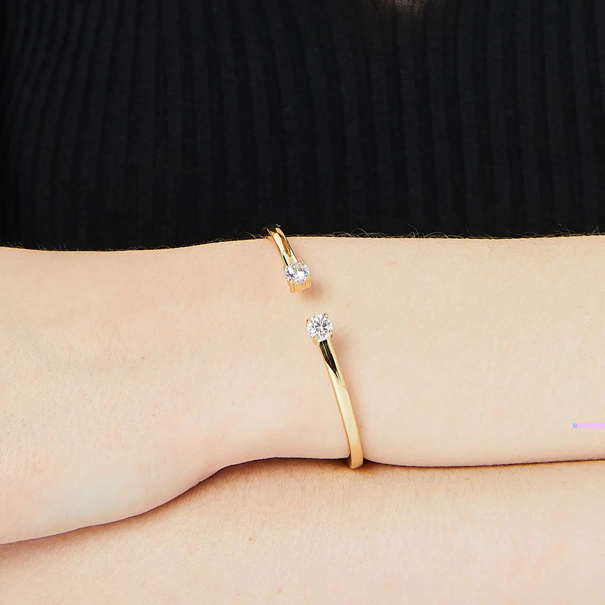 18K Gold Bracelet with Double Zircon and Copper Plating