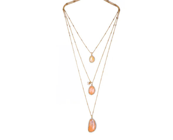 Gold Layered Alloy Geometric Diamond Inlay Pendant Necklace and Earring Set