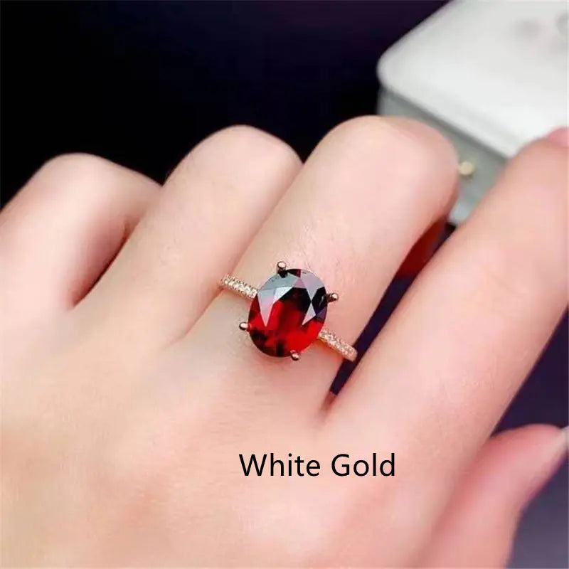 925 Silver Natural Garnet Ring for Women | Rose & White Gold Plated