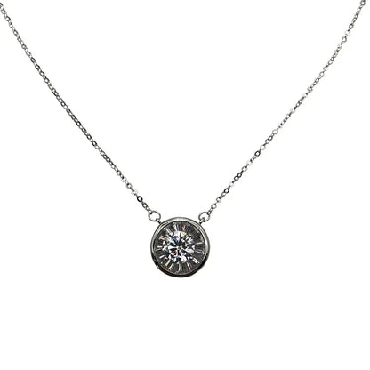 Silver Zircon Circle Pendant Necklace - Adjustable Choker Necklace for Women | Elegant Crystal Jewelry