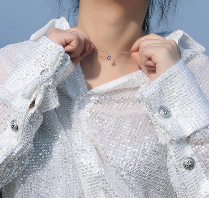 Eye of the Demon Evil Eye Pendant Necklace for Women – Minimal Geometric Silver Plated Chain (Platinum, Rose Gold, Gold)