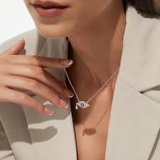 Cicy Bell Evil Eye Necklace for Women – 18k Gold Plated Turquoise & Cubic Zirconia Dainty Pendant, 16.1" + 1.9" Extender