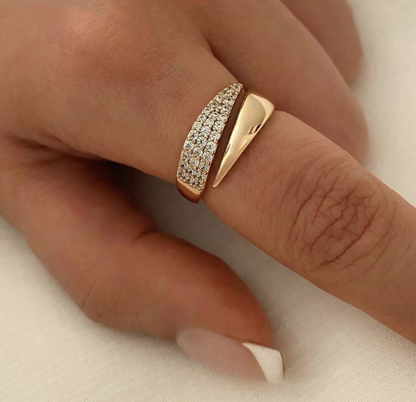 Adjustable Zirconia Ring | Gold & Silver Crystal Statement Ring