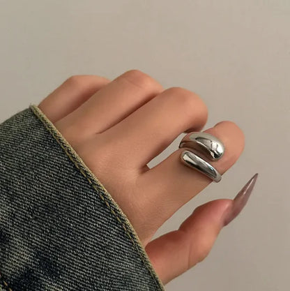 Glossy Metal Texture Ring Set | Stackable Statement Rings