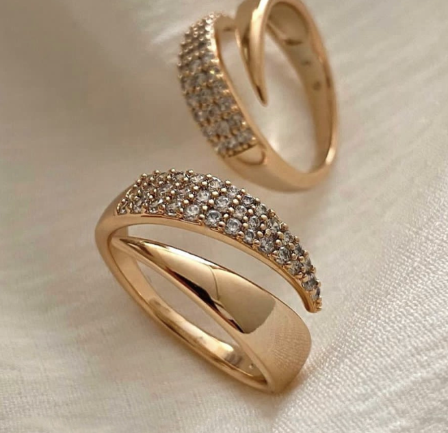 Adjustable Zirconia Ring | Gold & Silver Crystal Statement Ring