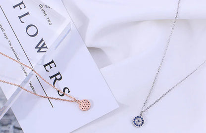Eye of the Demon Evil Eye Pendant Necklace for Women – Minimal Geometric Silver Plated Chain (Platinum, Rose Gold, Gold)