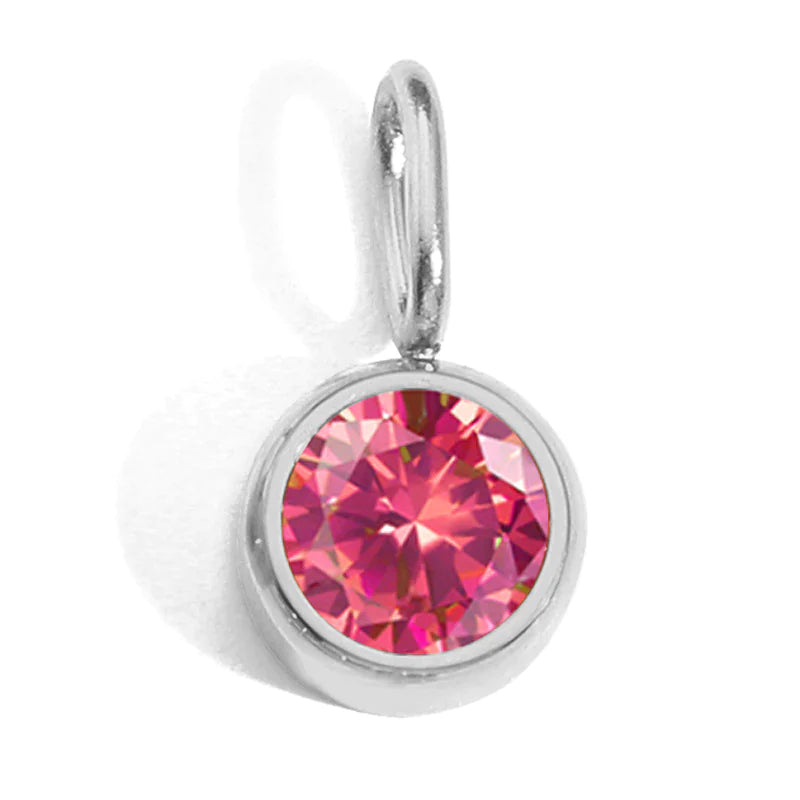 8mm Birthstone Pendant - Stainless Steel Charm for Necklace & DIY Jewelry