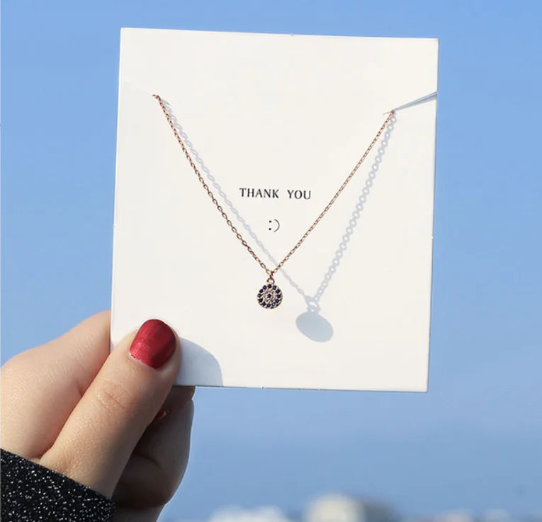 Eye of the Demon Evil Eye Pendant Necklace for Women – Minimal Geometric Silver Plated Chain (Platinum, Rose Gold, Gold)