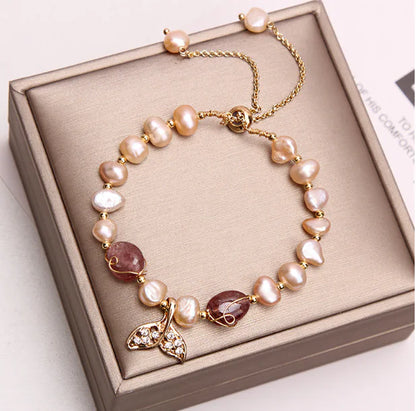 Dolphin Fishtail Pearl Bracelet for Women - Luxury Handmade Crystal Jewelry