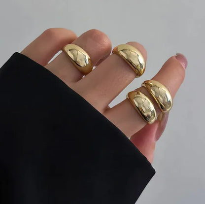 Glossy Metal Texture Ring Set | Stackable Statement Rings