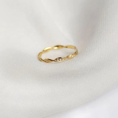 S925 Sterling Silver Twisted Diamond Adjustable Ring