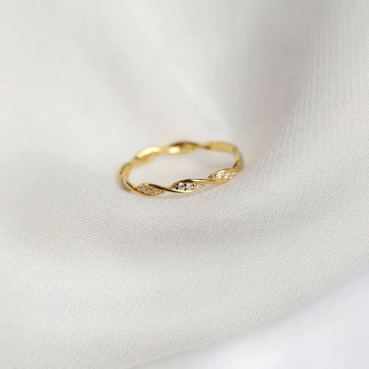 S925 Sterling Silver Twisted Diamond Adjustable Ring