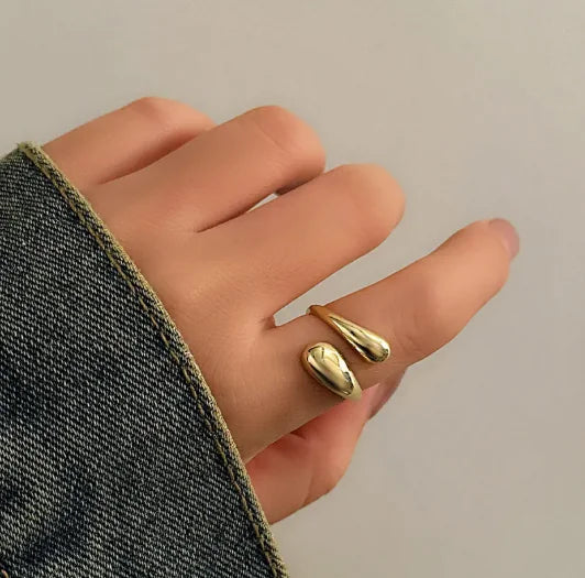 Glossy Metal Texture Ring Set | Stackable Statement Rings