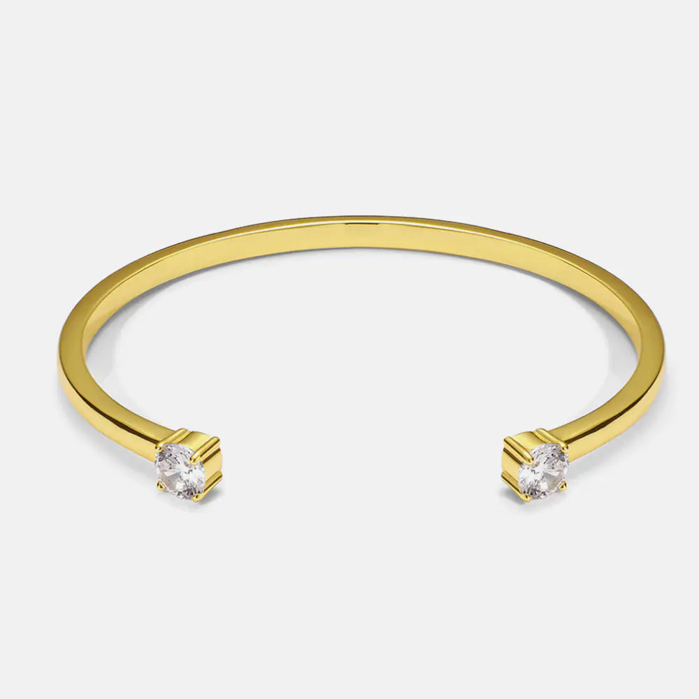 18K Gold Bracelet with Double Zircon and Copper Plating