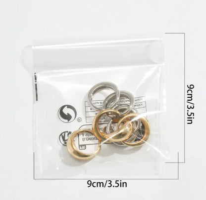 Glossy Metal Texture Ring Set | Stackable Statement Rings