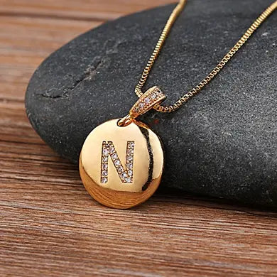 Girls' Personalized Bronze Monogram Necklace | School Jewelry | Lightweight Titanium Steel