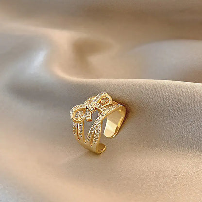 Adjustable Women's Micro-Inlaid Butterfly Ring | Gold Electroplated Open Design