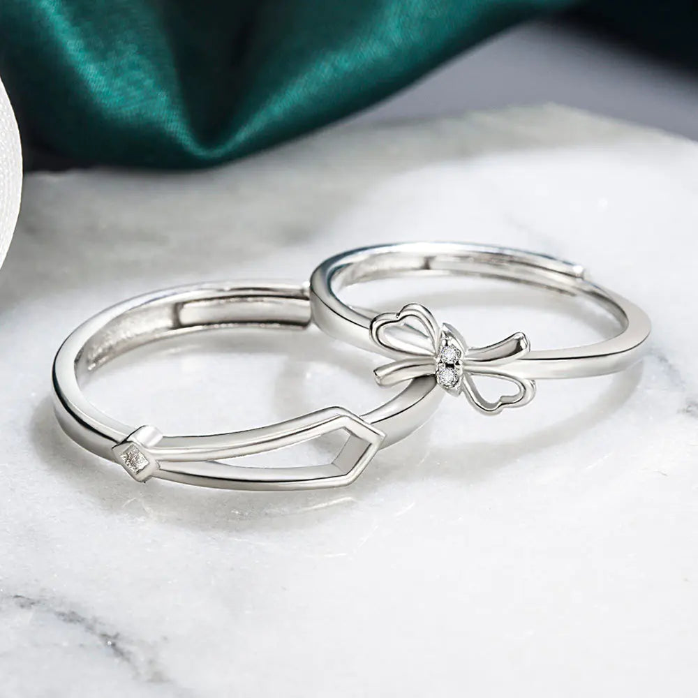 Adjustable Bow Opening Couple Ring for Women