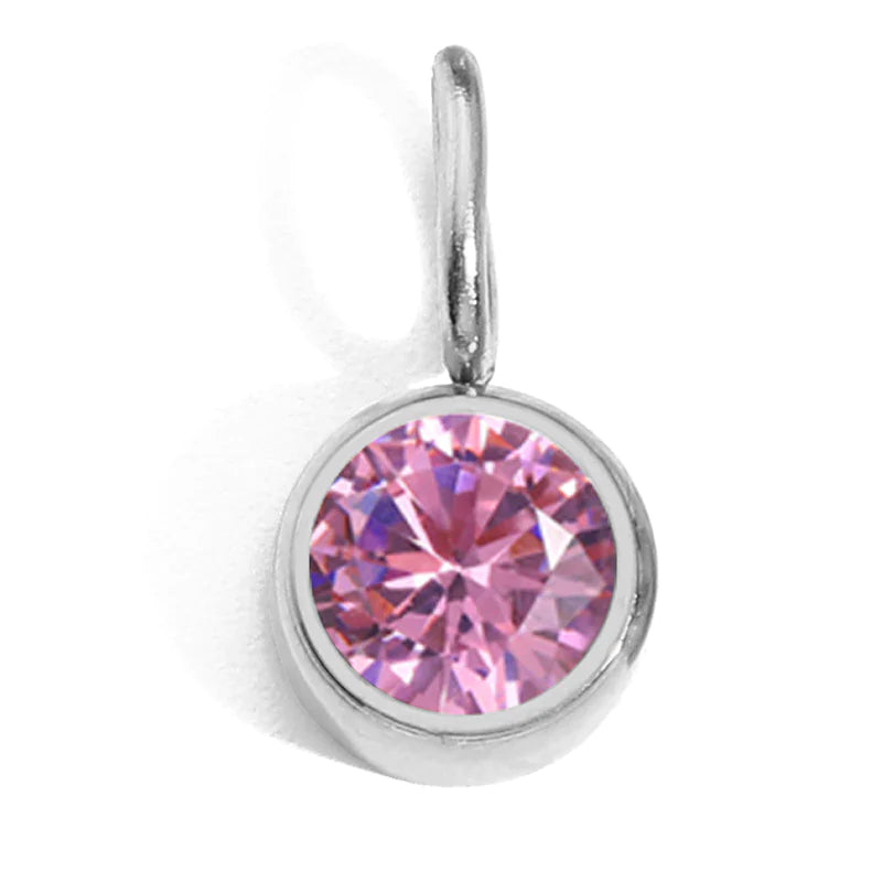 8mm Birthstone Pendant - Stainless Steel Charm for Necklace & DIY Jewelry