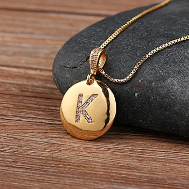 Girls' Personalized Bronze Monogram Necklace | School Jewelry | Lightweight Titanium Steel