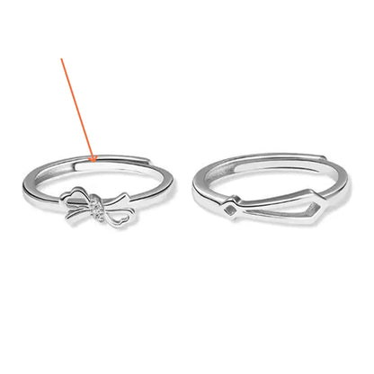 Adjustable Bow Opening Couple Ring for Women
