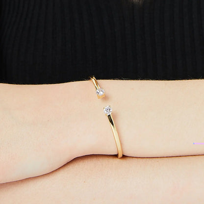 18K Gold Bracelet with Double Zircon and Copper Plating