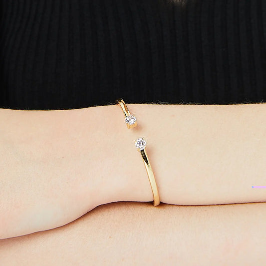 18K Gold Bracelet with Double Zircon and Copper Plating