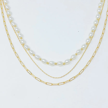 Layered Pearl And Chain Necklace
