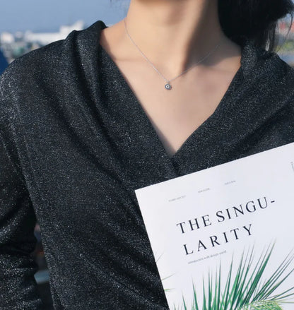 Eye of the Demon Evil Eye Pendant Necklace for Women – Minimal Geometric Silver Plated Chain (Platinum, Rose Gold, Gold)