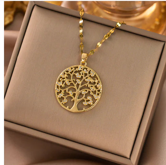 Evil Eye Protection Necklace with Delicate Gold Accents – Titanium Steel Electroplated Pendant for Women