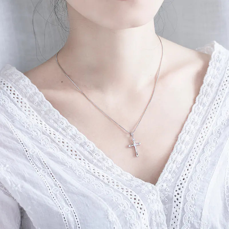 S925 Silver Cross Pendant for Women - Custom Accessories