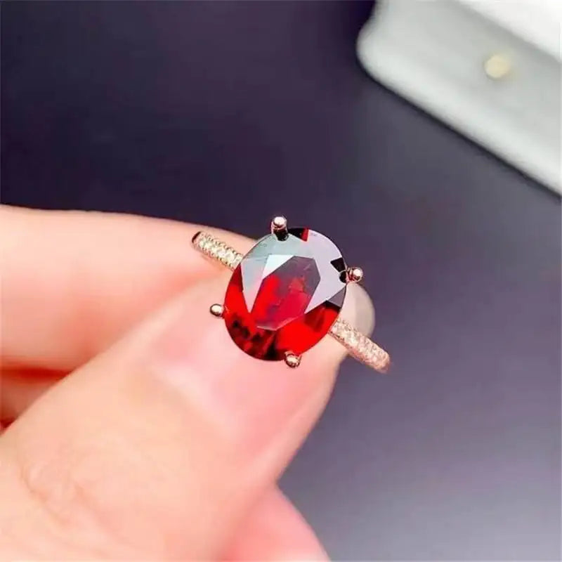 925 Silver Natural Garnet Ring for Women | Rose & White Gold Plated