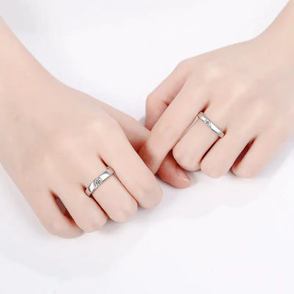 2PCS Adjustable Love Heart Wedding Rings for Couples
