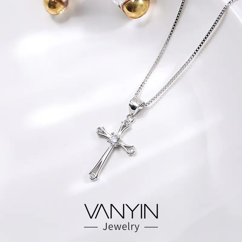 S925 Silver Cross Pendant for Women - Custom Accessories