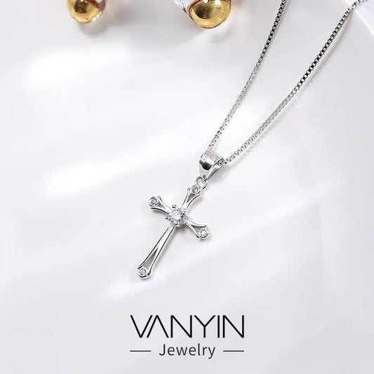 S925 Silver Cross Pendant for Women - Custom Accessories