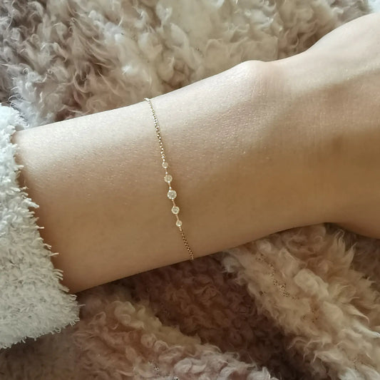 14K Gold Plated Gang Drill Bracelet with Zircon Accents - Minimalist Luxury Jewelry