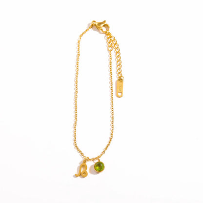 Zodiac Birthstone Charm Bracelet for Women – Stainless Steel 12 Constellations Jewelry