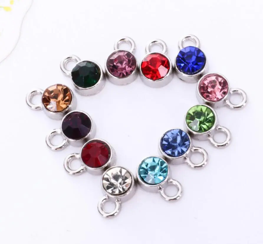 Personalized Birthstone Necklace with Heart Charm & Letter - Custom Stainless Steel Jewelry Gift