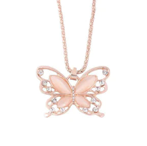 Classy Gold Butterfly Necklace for Women with Cat's Eye