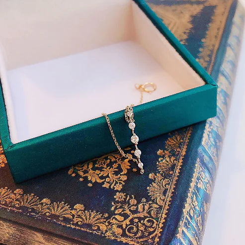 14K Gold Plated Gang Drill Bracelet with Zircon Accents - Minimalist Luxury Jewelry