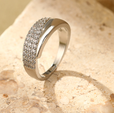 Adjustable Zirconia Ring | Gold & Silver Crystal Statement Ring