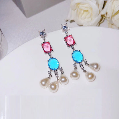 Colorful Gemstone Necklace with Earrings Set | Heavy Industry Fashion | Crystal & Stone Jewelry