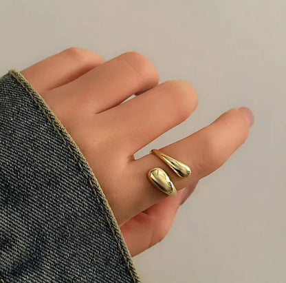 Glossy Metal Texture Ring Set | Stackable Statement Rings