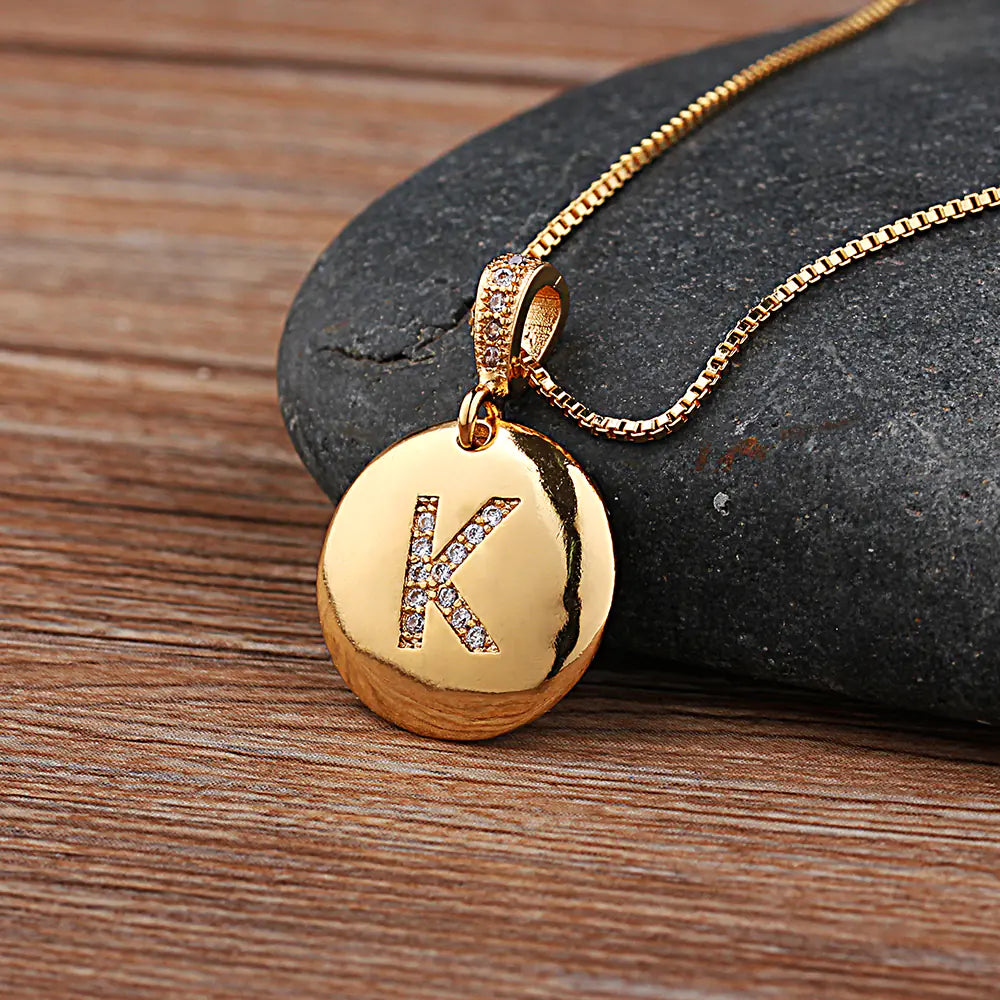 Girls' Personalized Bronze Monogram Necklace | School Jewelry | Lightweight Titanium Steel