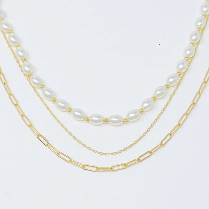 Layered Pearl And Chain Necklace