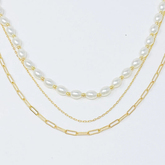 Layered Pearl And Chain Necklace