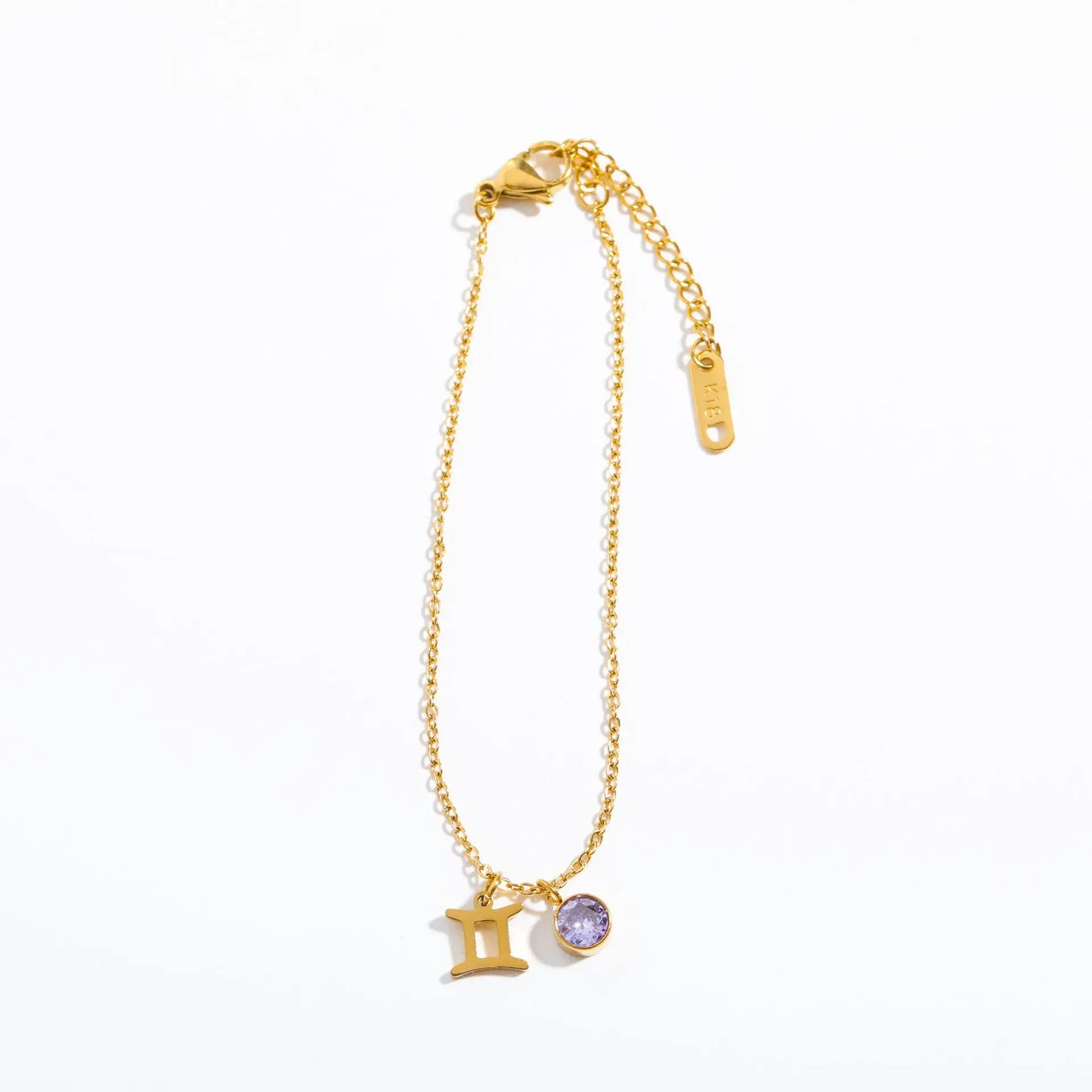 Zodiac Birthstone Charm Bracelet for Women – Stainless Steel 12 Constellations Jewelry