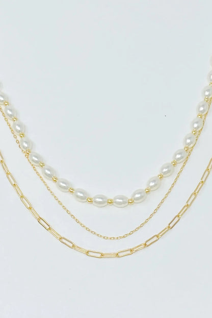 Layered Pearl And Chain Necklace